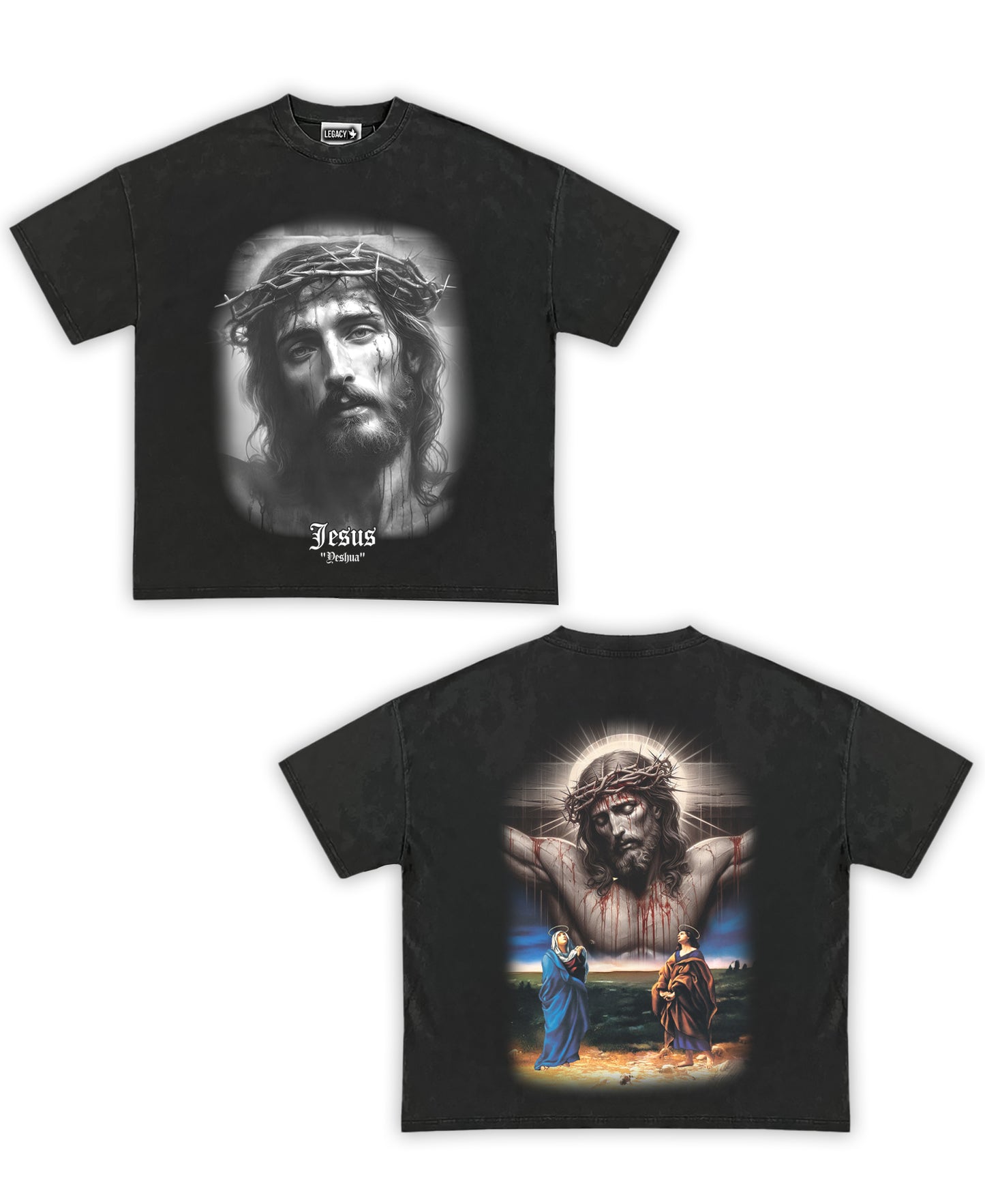 Jesus Christ Tribute Vintage Shirt: Front/Back (Vintage Black)