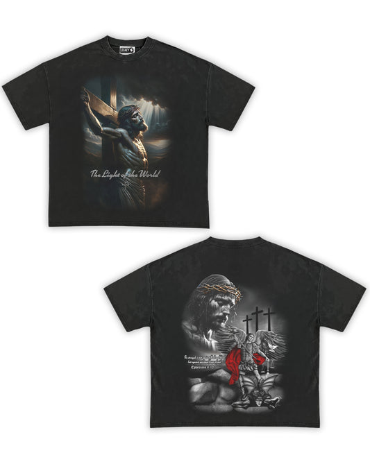 Jesus Archangel Tribute Vintage Shirt: Front/Back (Vintage Black)