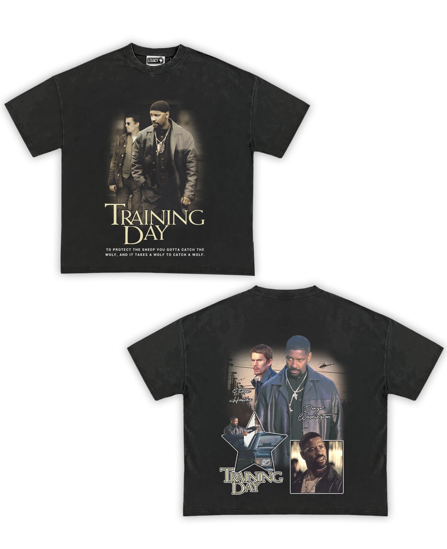 Training Day Tribute Vintage Shirt: Front/Back (Vintage Black)